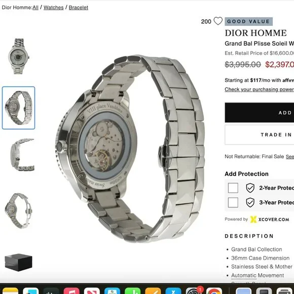 DIOR Homme Grand Bal Soleil Watch With Box